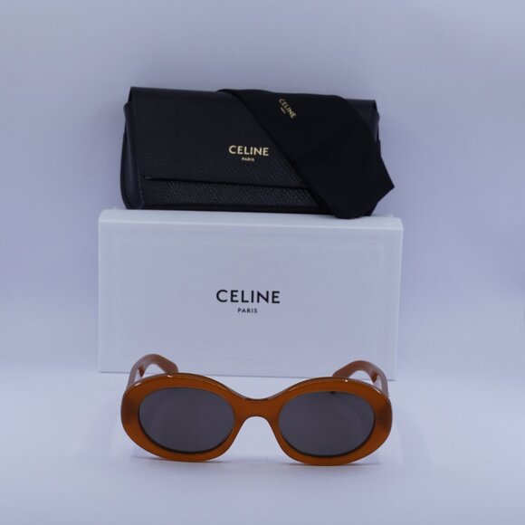 Celine CL40194U 45A Oval Sunglasses - Light Brown/Smoke - Picture 3 of 11
